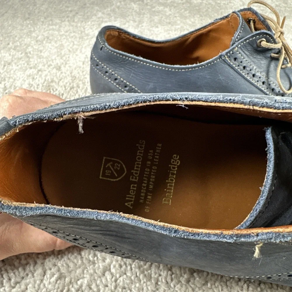 Allen Edmonds Bainbridge Men Size 13 D Navy Blue Cap Toe Derby Dress Shoes